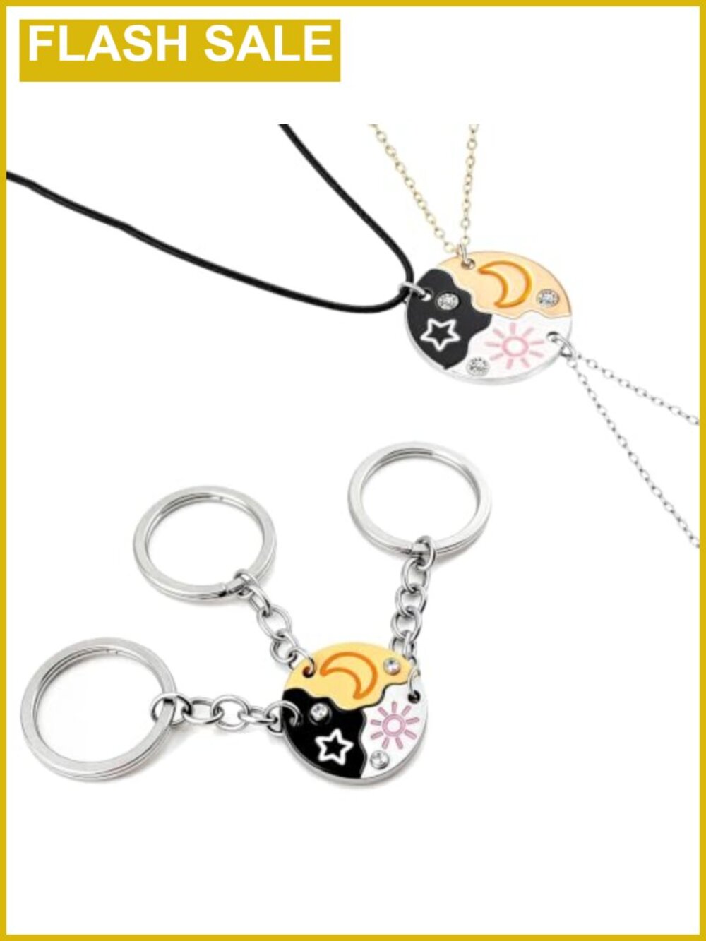 6 Piece Friendship Necklace & Keychain Set for 3